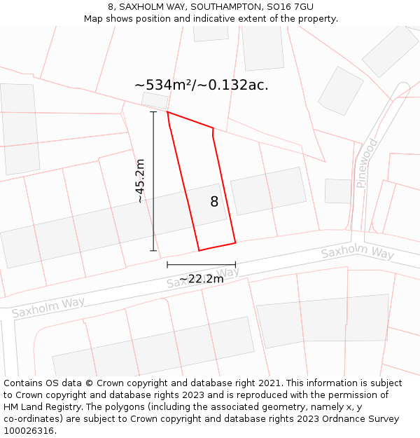 8, SAXHOLM WAY, SOUTHAMPTON, SO16 7GU: Plot and title map