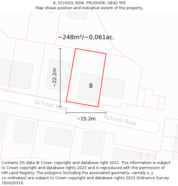 8, SCHOOL ROW, PRUDHOE, NE42 5FE: Plot and title map