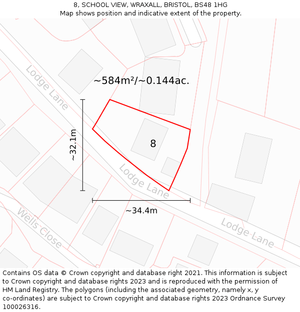 8, SCHOOL VIEW, WRAXALL, BRISTOL, BS48 1HG: Plot and title map