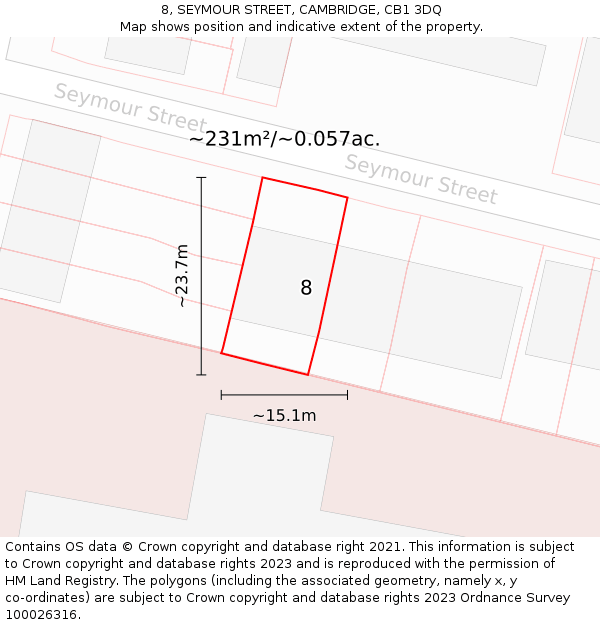8, SEYMOUR STREET, CAMBRIDGE, CB1 3DQ: Plot and title map