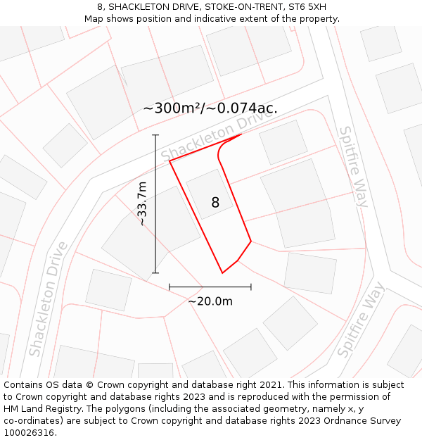 8, SHACKLETON DRIVE, STOKE-ON-TRENT, ST6 5XH: Plot and title map