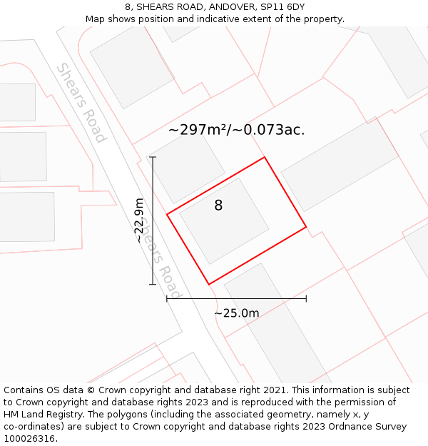 8, SHEARS ROAD, ANDOVER, SP11 6DY: Plot and title map