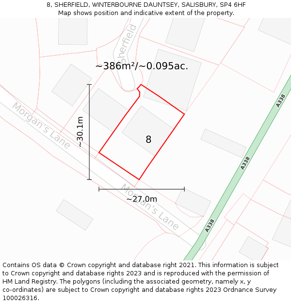 8, SHERFIELD, WINTERBOURNE DAUNTSEY, SALISBURY, SP4 6HF: Plot and title map