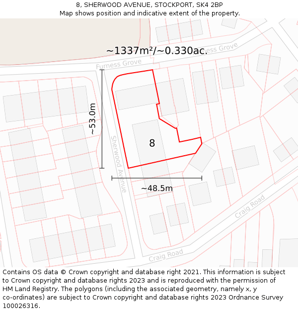8, SHERWOOD AVENUE, STOCKPORT, SK4 2BP: Plot and title map
