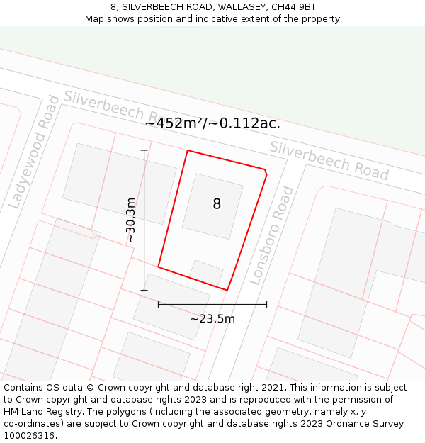 8, SILVERBEECH ROAD, WALLASEY, CH44 9BT: Plot and title map