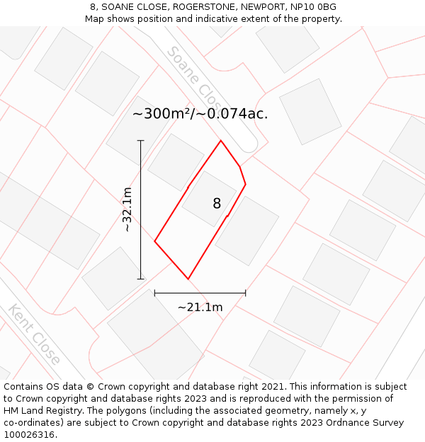 8, SOANE CLOSE, ROGERSTONE, NEWPORT, NP10 0BG: Plot and title map