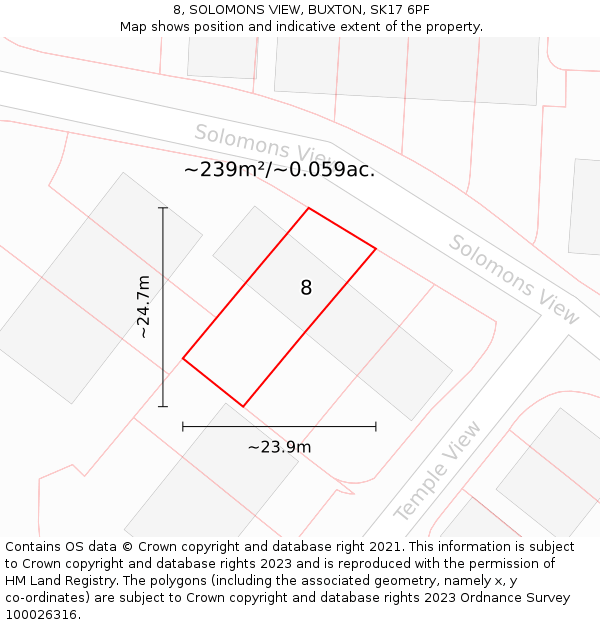 8, SOLOMONS VIEW, BUXTON, SK17 6PF: Plot and title map
