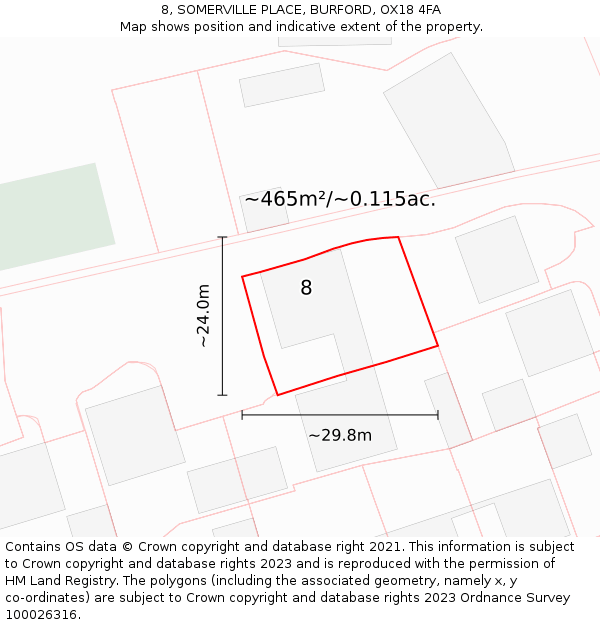 8, SOMERVILLE PLACE, BURFORD, OX18 4FA: Plot and title map