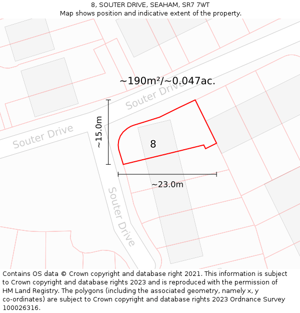 8, SOUTER DRIVE, SEAHAM, SR7 7WT: Plot and title map