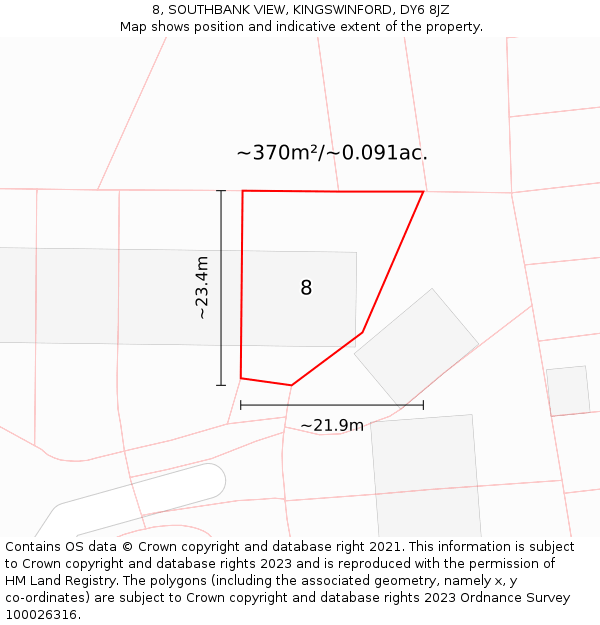 8, SOUTHBANK VIEW, KINGSWINFORD, DY6 8JZ: Plot and title map