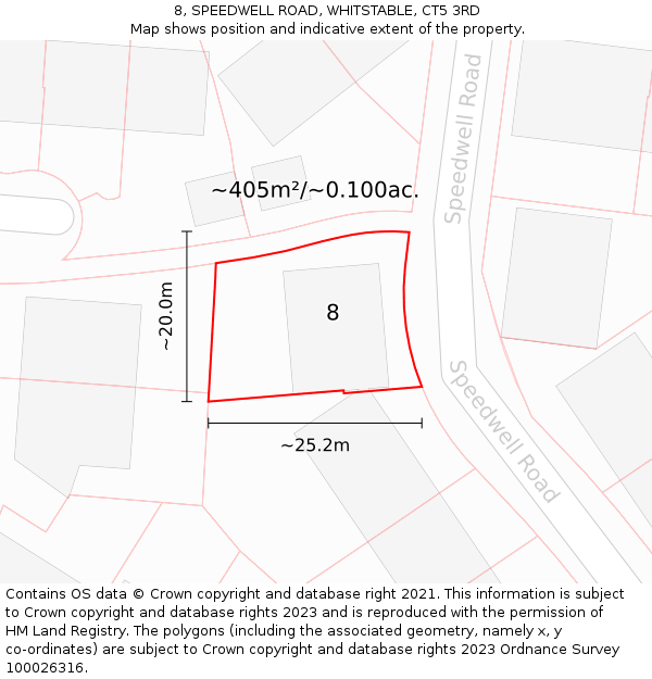 8, SPEEDWELL ROAD, WHITSTABLE, CT5 3RD: Plot and title map