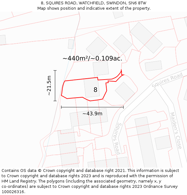 8, SQUIRES ROAD, WATCHFIELD, SWINDON, SN6 8TW: Plot and title map