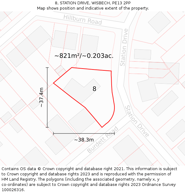 8, STATION DRIVE, WISBECH, PE13 2PP: Plot and title map