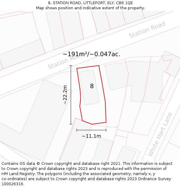 8, STATION ROAD, LITTLEPORT, ELY, CB6 1QE: Plot and title map
