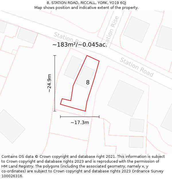 8, STATION ROAD, RICCALL, YORK, YO19 6QJ: Plot and title map
