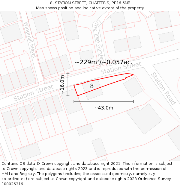 8, STATION STREET, CHATTERIS, PE16 6NB: Plot and title map