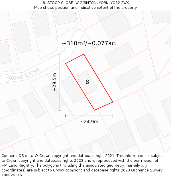 8, STOOP CLOSE, WIGGINTON, YORK, YO32 2WX: Plot and title map