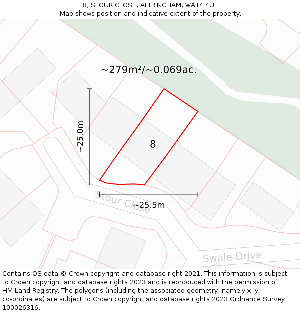 8, STOUR CLOSE, ALTRINCHAM, WA14 4UE: Plot and title map