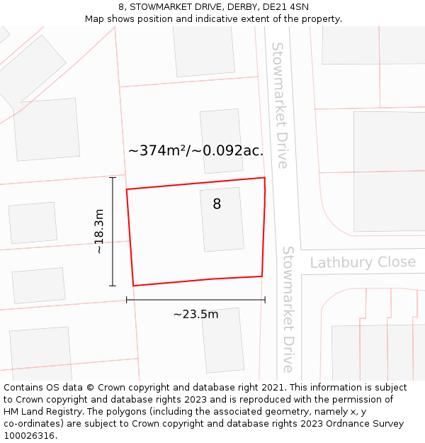 8, STOWMARKET DRIVE, DERBY, DE21 4SN: Plot and title map