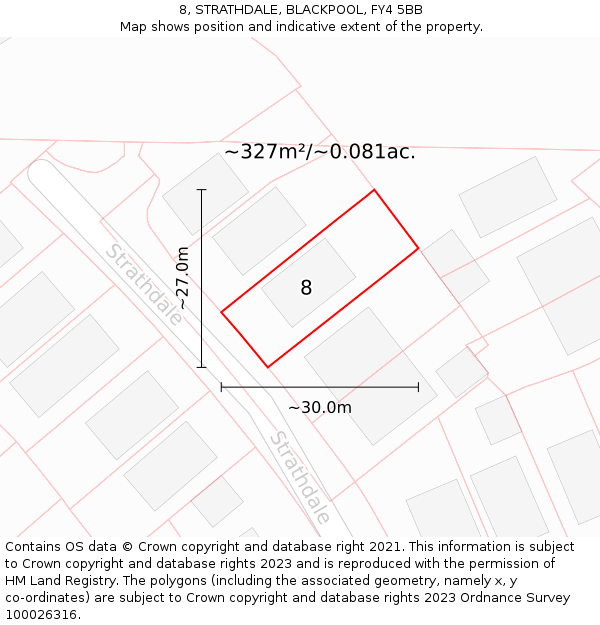 8, STRATHDALE, BLACKPOOL, FY4 5BB: Plot and title map