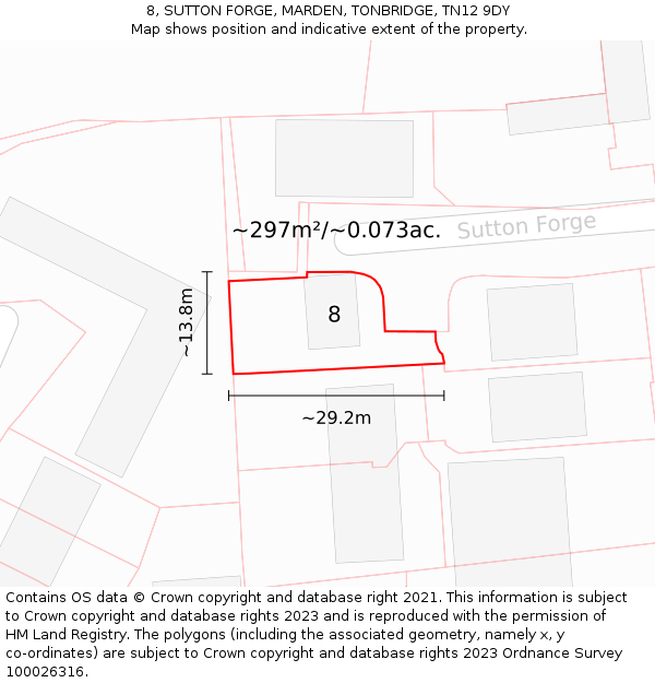 8, SUTTON FORGE, MARDEN, TONBRIDGE, TN12 9DY: Plot and title map