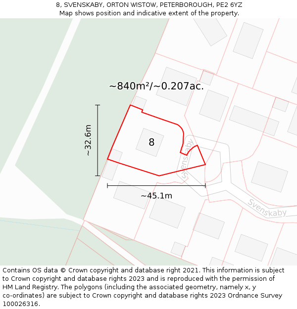 8, SVENSKABY, ORTON WISTOW, PETERBOROUGH, PE2 6YZ: Plot and title map