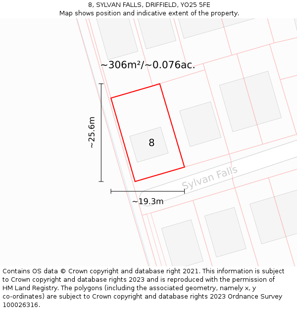 8, SYLVAN FALLS, DRIFFIELD, YO25 5FE: Plot and title map