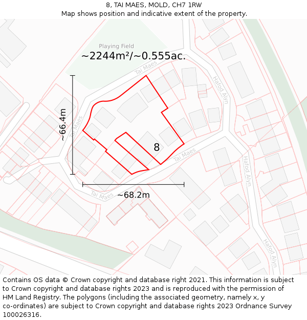 8, TAI MAES, MOLD, CH7 1RW: Plot and title map