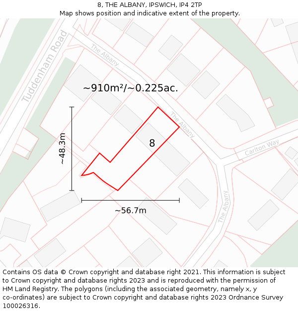 8, THE ALBANY, IPSWICH, IP4 2TP: Plot and title map