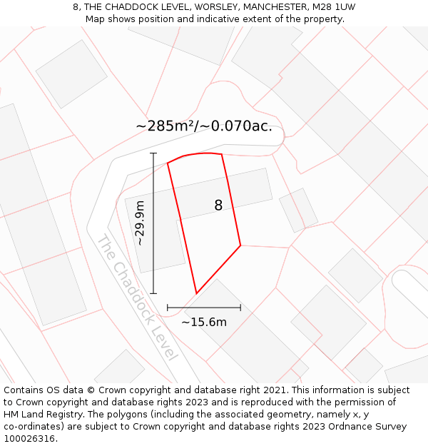 8, THE CHADDOCK LEVEL, WORSLEY, MANCHESTER, M28 1UW: Plot and title map