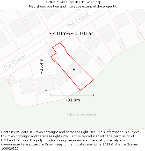 8, THE CHASE, DRIFFIELD, YO25 5FJ: Plot and title map