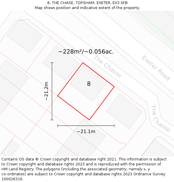 8, THE CHASE, TOPSHAM, EXETER, EX3 0FB: Plot and title map