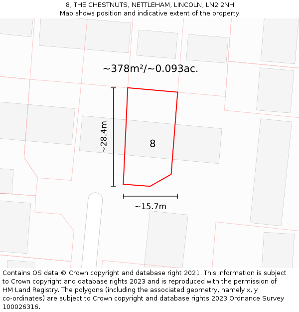 8, THE CHESTNUTS, NETTLEHAM, LINCOLN, LN2 2NH: Plot and title map
