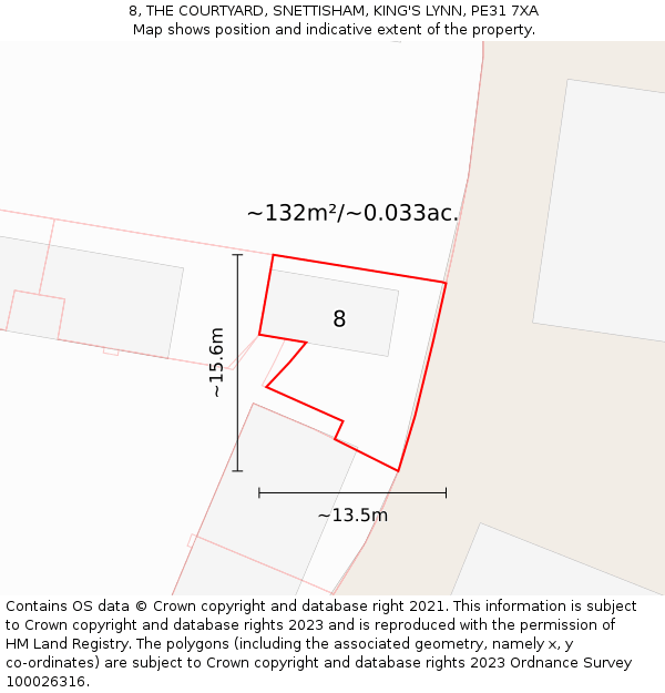 8, THE COURTYARD, SNETTISHAM, KING'S LYNN, PE31 7XA: Plot and title map