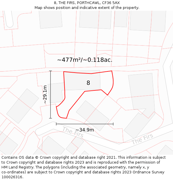 8, THE FIRS, PORTHCAWL, CF36 5AX: Plot and title map