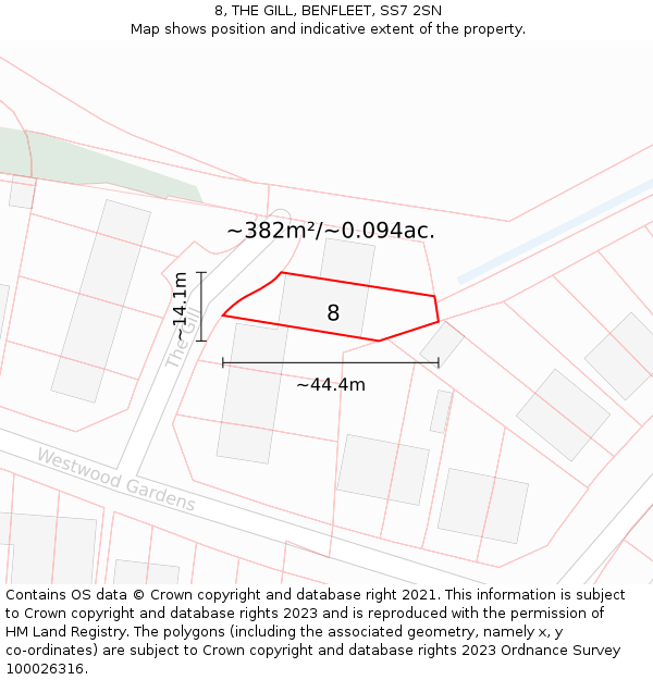8, THE GILL, BENFLEET, SS7 2SN: Plot and title map