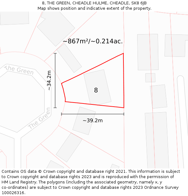 8, THE GREEN, CHEADLE HULME, CHEADLE, SK8 6JB: Plot and title map