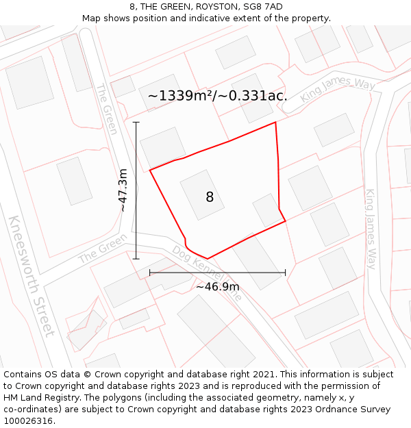 8, THE GREEN, ROYSTON, SG8 7AD: Plot and title map
