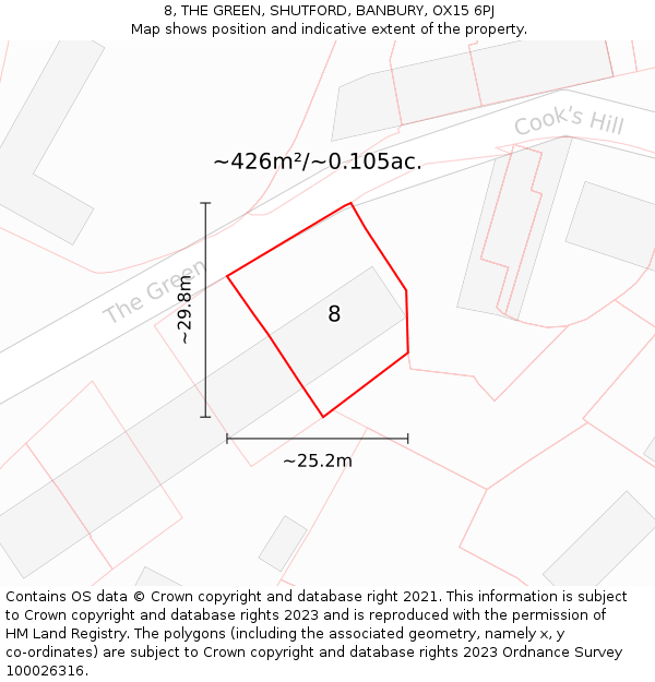 8, THE GREEN, SHUTFORD, BANBURY, OX15 6PJ: Plot and title map