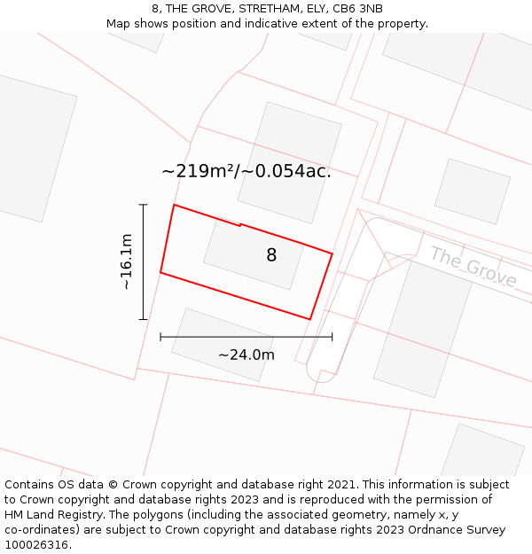8, THE GROVE, STRETHAM, ELY, CB6 3NB: Plot and title map