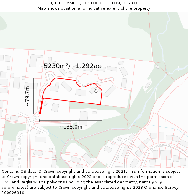 8, THE HAMLET, LOSTOCK, BOLTON, BL6 4QT: Plot and title map
