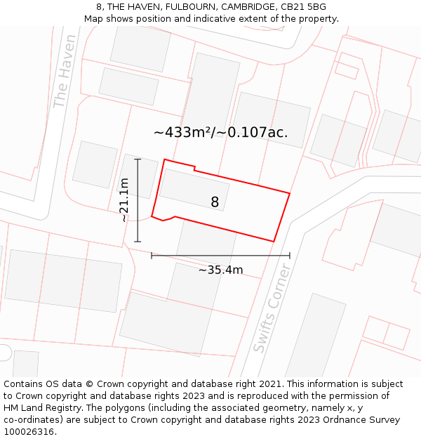 8, THE HAVEN, FULBOURN, CAMBRIDGE, CB21 5BG: Plot and title map