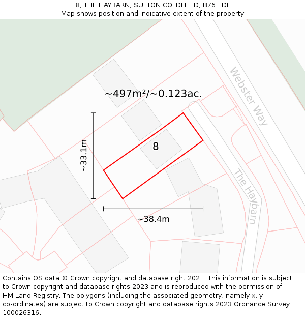 8, THE HAYBARN, SUTTON COLDFIELD, B76 1DE: Plot and title map
