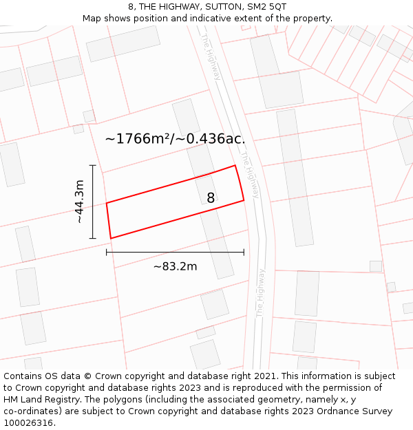 8, THE HIGHWAY, SUTTON, SM2 5QT: Plot and title map