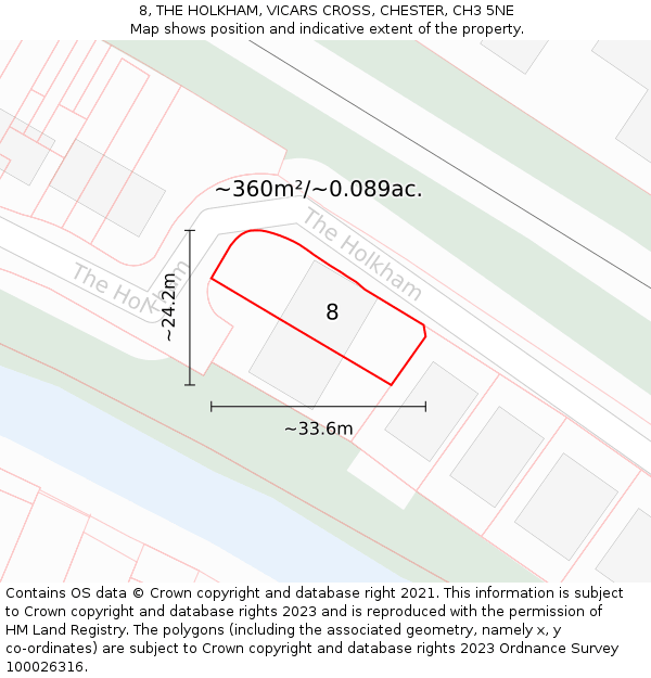 8, THE HOLKHAM, VICARS CROSS, CHESTER, CH3 5NE: Plot and title map