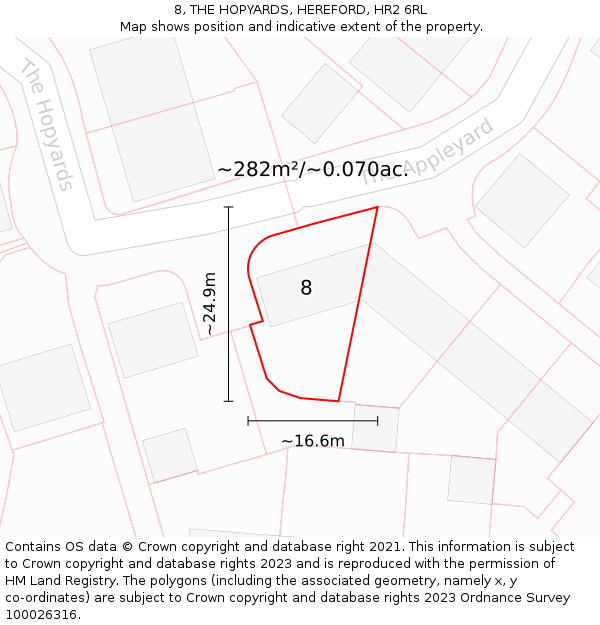 8, THE HOPYARDS, HEREFORD, HR2 6RL: Plot and title map