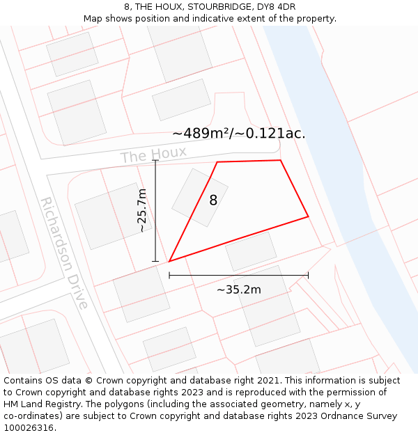 8, THE HOUX, STOURBRIDGE, DY8 4DR: Plot and title map