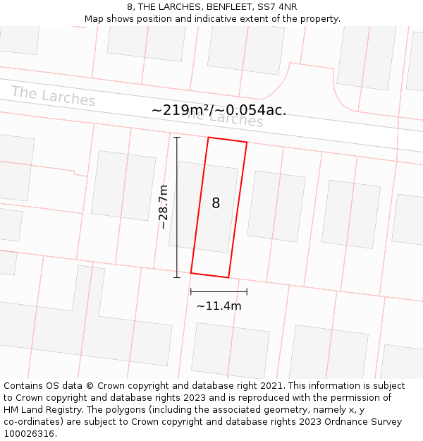 8, THE LARCHES, BENFLEET, SS7 4NR: Plot and title map