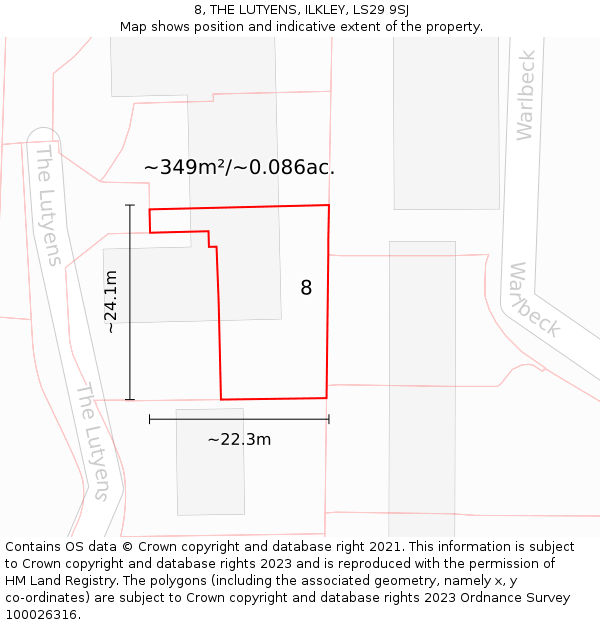8, THE LUTYENS, ILKLEY, LS29 9SJ: Plot and title map