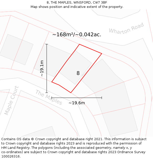 8, THE MAPLES, WINSFORD, CW7 3BF: Plot and title map